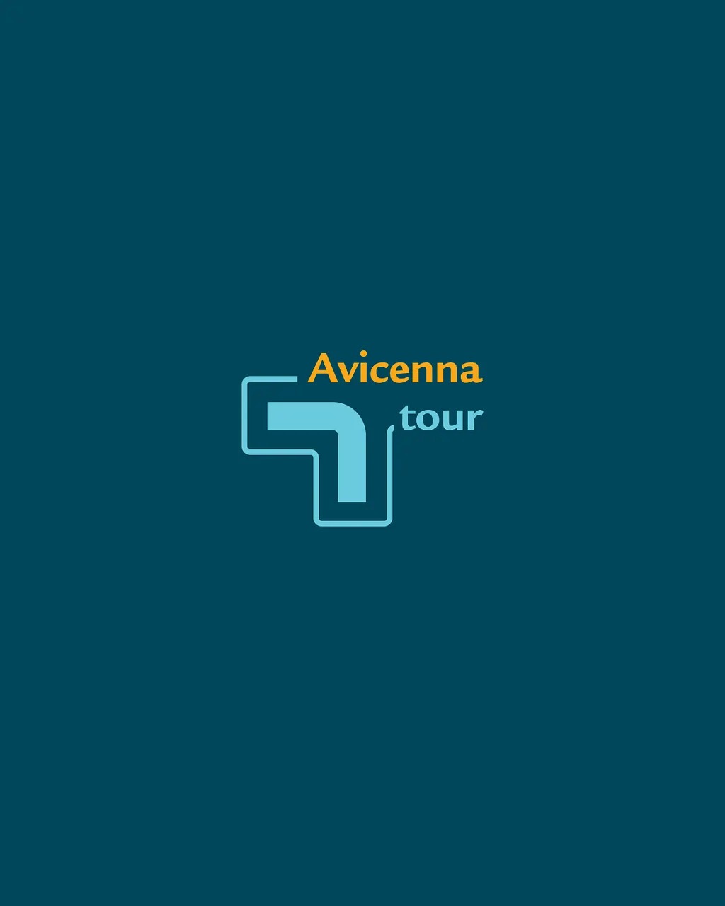 Avicenna Tour primary lockup on the brand's deep teal field