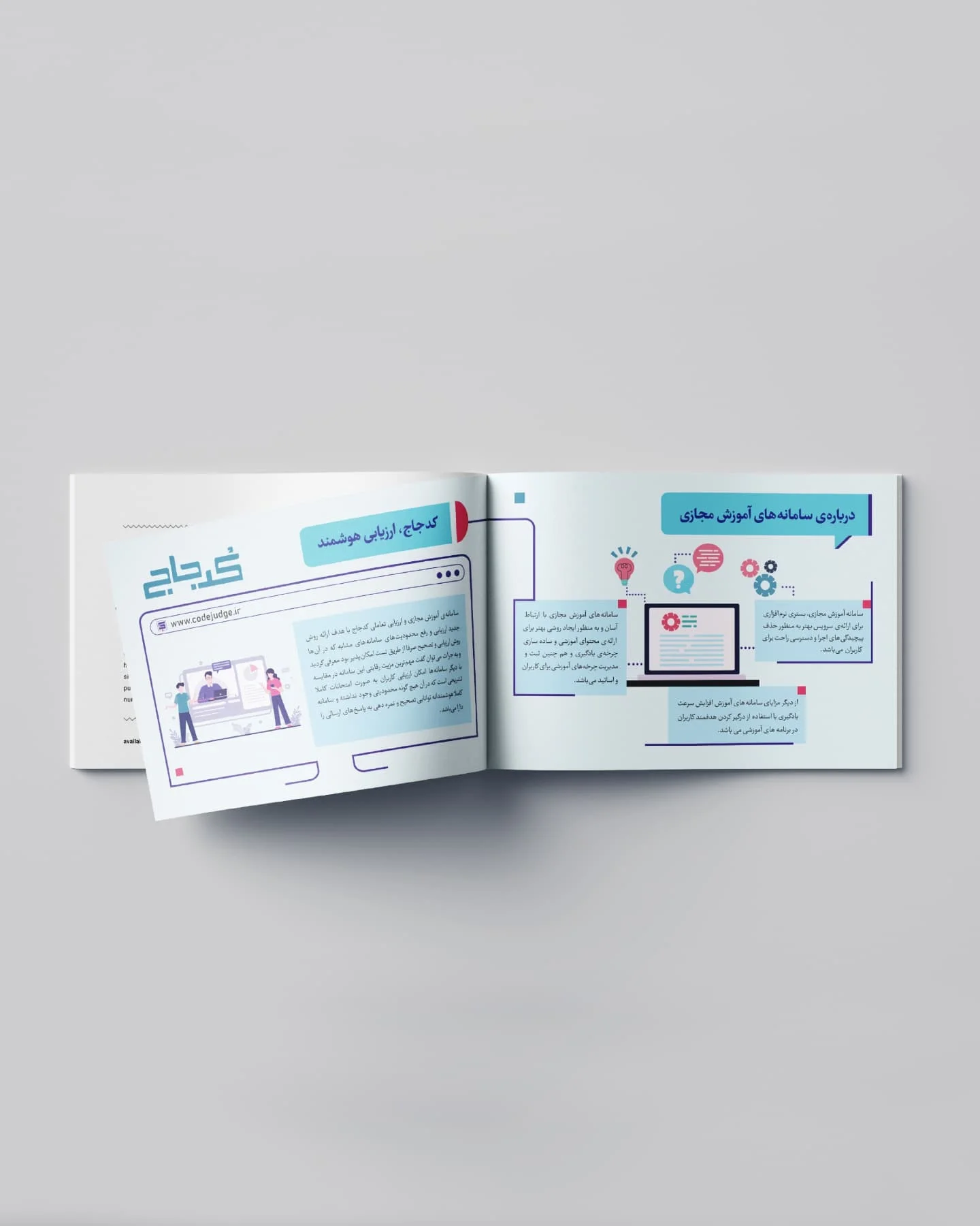 Codejudge catalog spread with numbered instructional steps