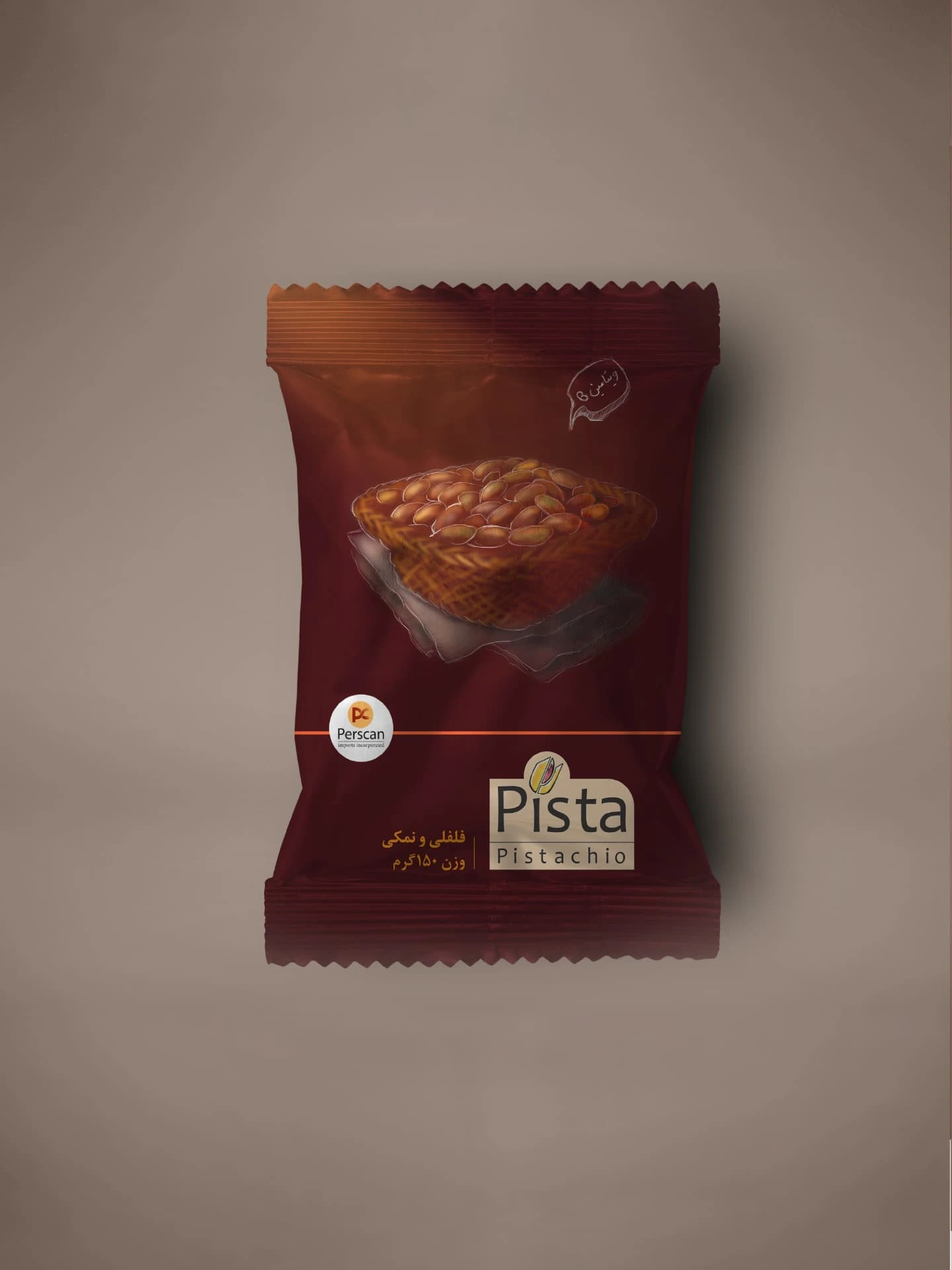 Pista mixed-nut packaging in a rust colourway
