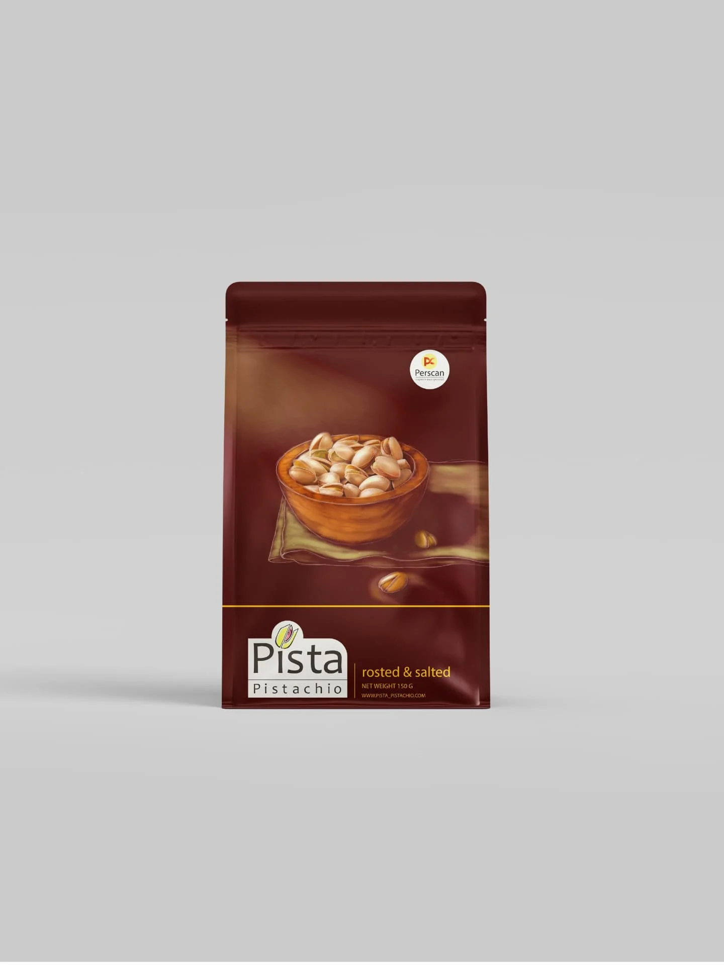 Pista stand-up pouch packaging mockup on a neutral background